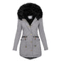 Women's Plush Hooded Parkas Winter Warm Thick  Zip-up Jackets Casual Mid-length Solid Buckle Pockets Coat Outerwear Clothing