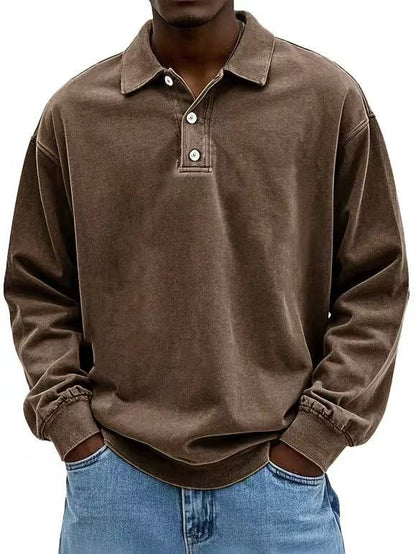 Fall Men's Long Sleeve Polo Shirts Casual Breathable Comfortable Tees Shirt Solid High Quality Sweatshirt Male T-Shirt