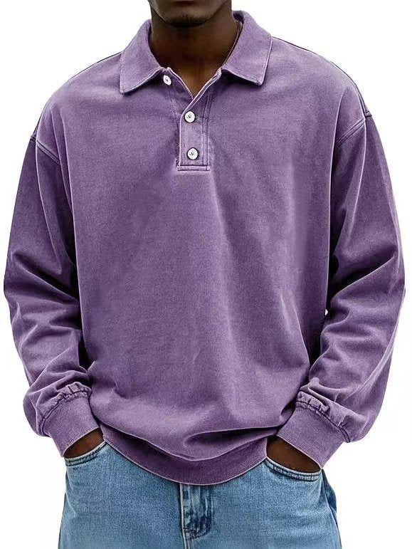 Fall Men's Long Sleeve Polo Shirts Casual Breathable Comfortable Tees Shirt Solid High Quality Sweatshirt Male T-Shirt